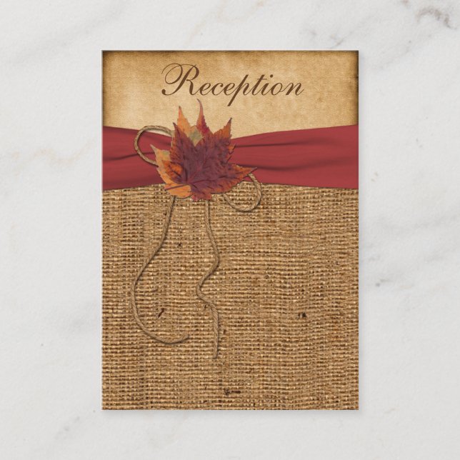 Autumn Leaves, FAUX Burlap Enclosure Card (Front)