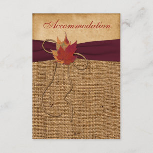 Autumn Leaves, FAUX Burlap Enclosure Card - Wine