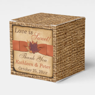 Autumn Leaves, FAUX Burlap Favour Box - Orange
