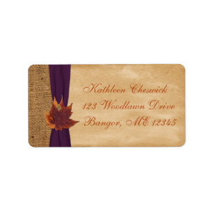 Autumn Leaves, FAUX Burlap Return Address Label 2