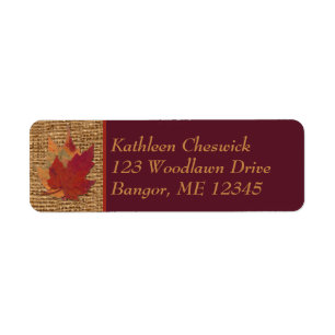 Autumn Leaves, FAUX Burlap Return Address Label 2