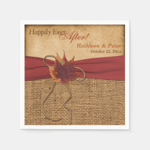 Autumn Leaves, FAUX Burlap Wedding Napkins 2