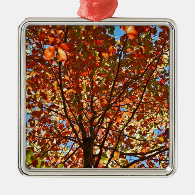 Autumn Leaves Fireworks Metal Tree Decoration (Front)