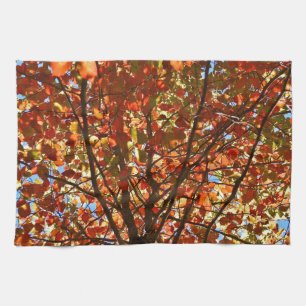 Autumn Leaves Fireworks Tea Towel