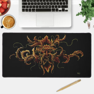 Autumn Leaves Forest Dryad Spirit Green Man Desk Mat