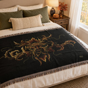 Autumn Leaves Forest Dryad Spirit Green Man  Throw Blanket