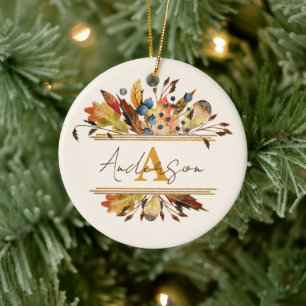 Autumn leaves frame personalised ceramic tree decoration