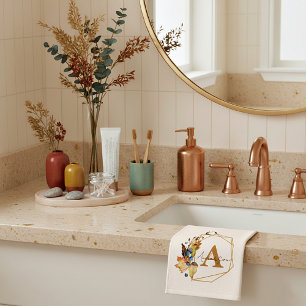 Autumn leaves frame personalised hand towel