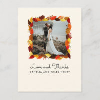 Autumn Leaves Frame Photo Wedding Thank You