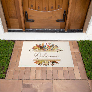 Autumn leaves frame Welcome Doormat