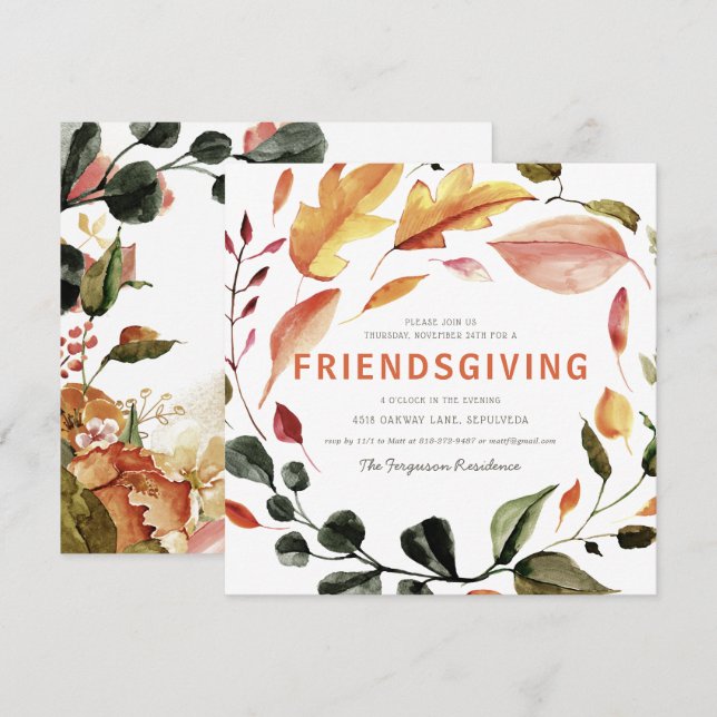 Autumn Leaves | Friendsgiving Thanksgiving Holiday Card (Front/Back)