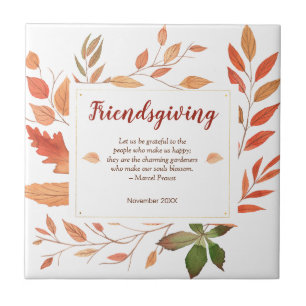 Autumn Leaves Friendsgiving Thanksgiving Tile