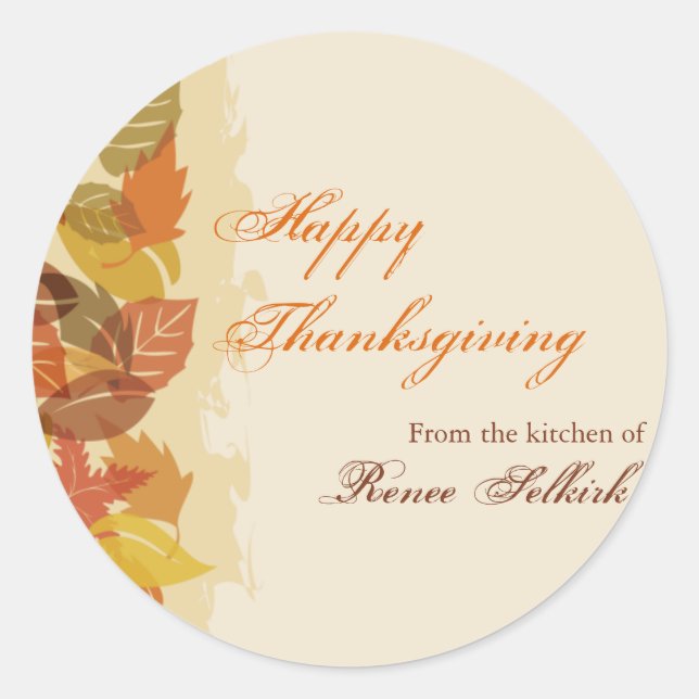 Autumn Leaves From The Kitchen Classic Round Sticker (Front)