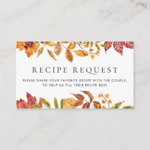 Autumn Leaves Garland Recipe Request Wedding Enclosure Card