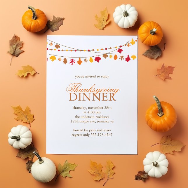 Autumn Leaves Garland Thanksgiving Dinner Invitation (Creator Uploaded)