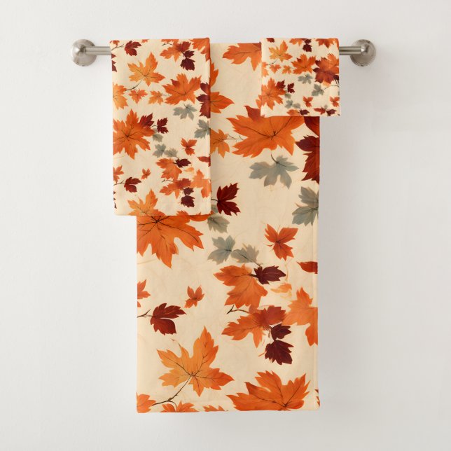 Autumn Leaves - Gentle Fall Elegance Bath Towel Set (Insitu)