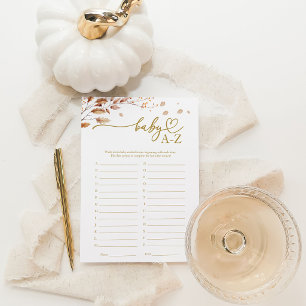 Autumn Leaves Girl Baby Shower Baby A-Z Game Invitation