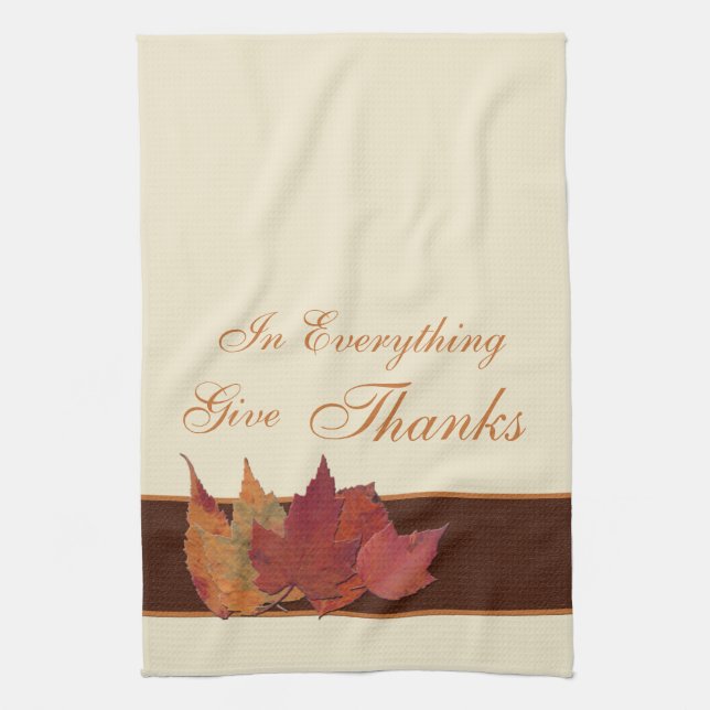 Autumn Leaves Give Thanks Kiitchen Towel (Vertical)