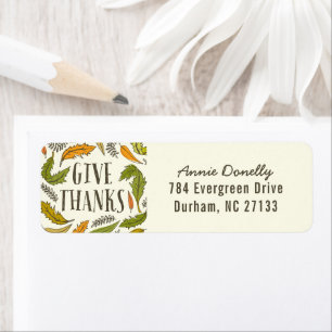 Autumn Leaves Give Thanks Return Address