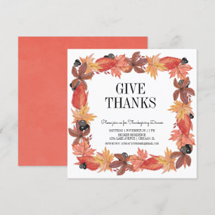 Autumn Leaves Give Thanks Thanksgiving Invitation