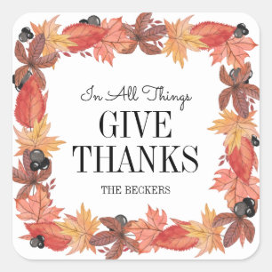 Autumn Leaves Give Thanks Thanksgiving Sticker