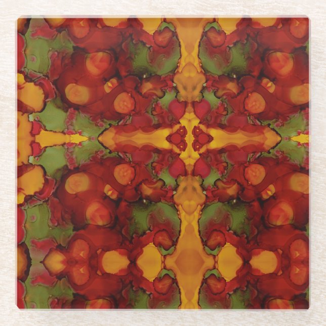 Autumn Leaves Glass Coaster (Front)