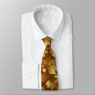 Autumn Leaves Gold and Brown Pattern Tie