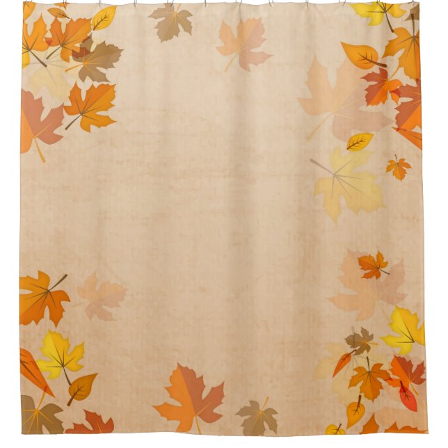 Autumn Leaves Gold Red Falling Maple Shower Curtain (Front)