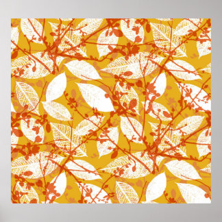 Autumn Leaves: Golden Vintage Repeat Poster