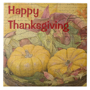 Autumn Leaves & Gourds Tile