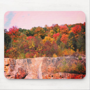 Autumn Leaves Granite Cliff Nature  Mouse Mat