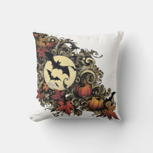 Autumn leaves. Halloween pattern. Cushion