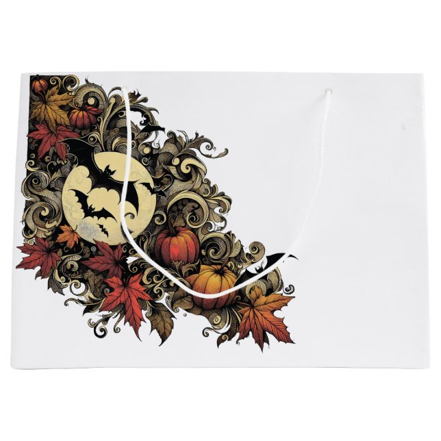 Autumn leaves. Halloween pattern. Large Gift Bag (Front)