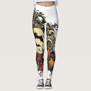 Autumn leaves. Halloween pattern. Leggings