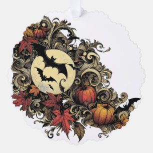 Autumn leaves. Halloween pattern. Tree Decoration Card
