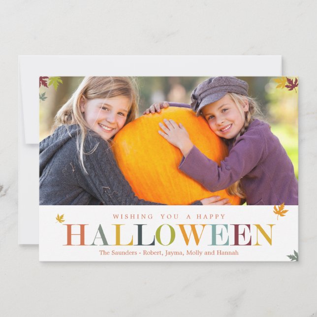 Autumn Leaves Halloween Photo Cards (Front)