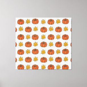 Autumn Leaves: Hand-Drawn Pumpkin Pattern Canvas Print