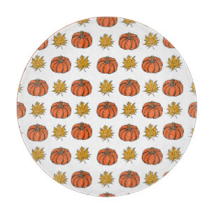 Autumn Leaves: Hand-Drawn Pumpkin Pattern Cutting Board