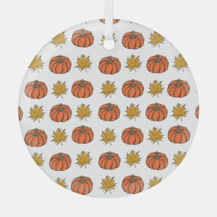 Autumn Leaves: Hand-Drawn Pumpkin Pattern Glass Tree Decoration