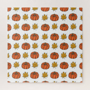 Autumn Leaves: Hand-Drawn Pumpkin Pattern Jigsaw Puzzle