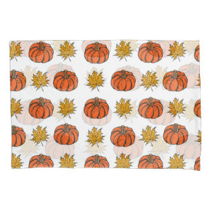 Autumn Leaves: Hand-Drawn Pumpkin Pattern Pillowcase
