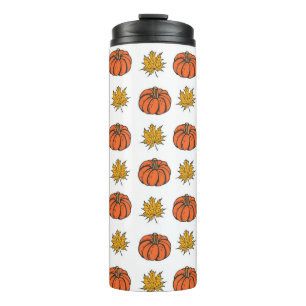 Autumn Leaves: Hand-Drawn Pumpkin Pattern Thermal Tumbler