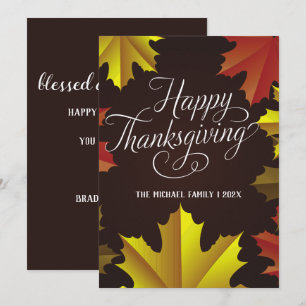 autumn leaves happy thanksgiving invitation