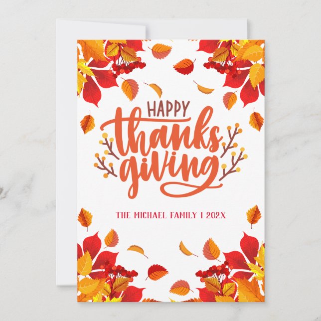 autumn leaves happy thanksgiving  invitation (Front)