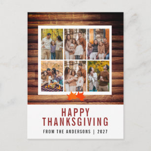Autumn Leaves Happy Thanksgiving Multi Photo Holiday Postcard
