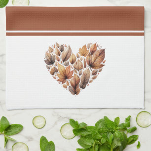 Autumn Leaves Heart Shaped Tea Towel