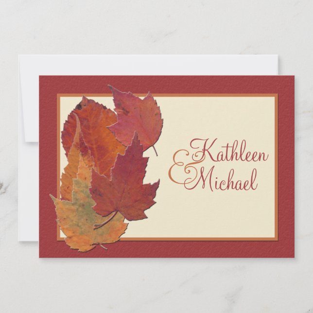 Autumn Leaves II Monogrammed Wedding Invitation (Front)