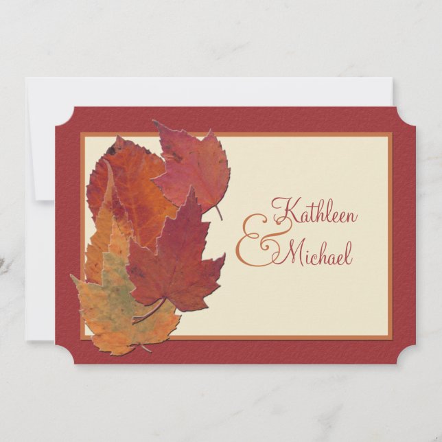Autumn Leaves II Monogrammed Wedding Invitation 2 (Front)