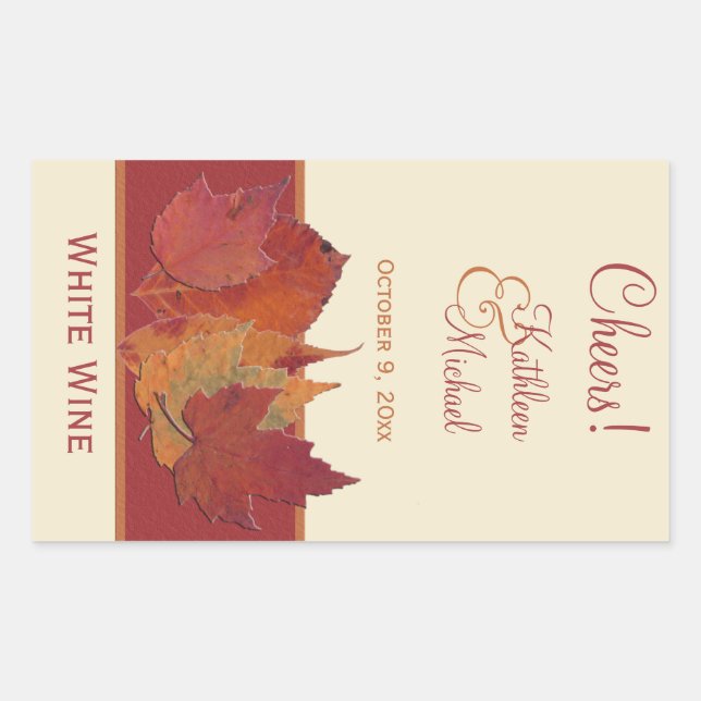 Autumn Leaves II Wedding Wine Label (Front)