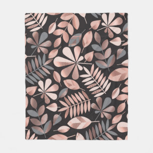 Autumn leaves illustration pattern fleece blanket